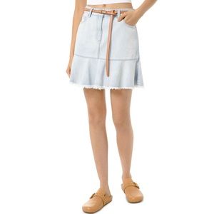 NWT Michael Kors Stone Blue Frayed Denim Skirt